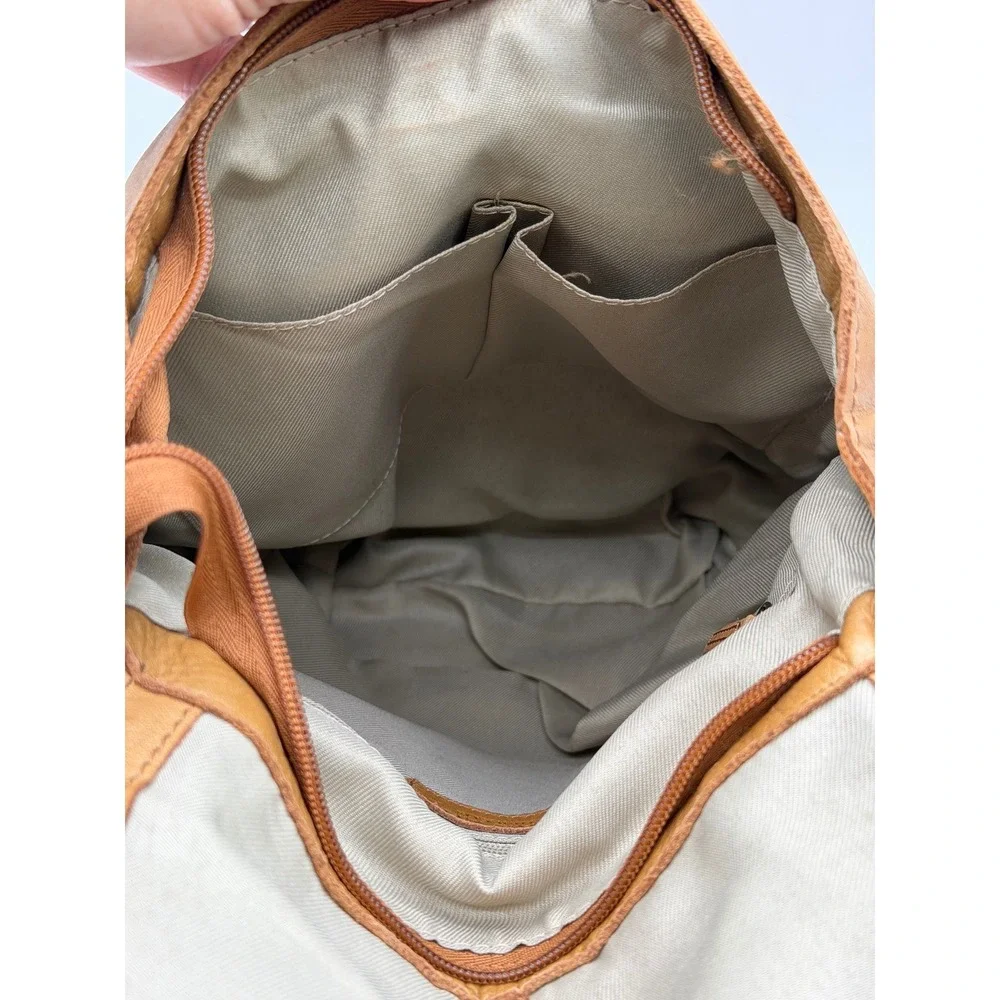 American Leather Co Honey Tan Genuine Leather Flap Backpack Handbag Bag 12x10x4